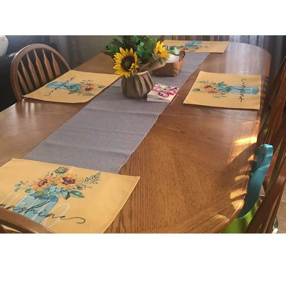 Farmhouse Table Placemats Spring Cottage Decor Floral Sunflower Decorations 4pc